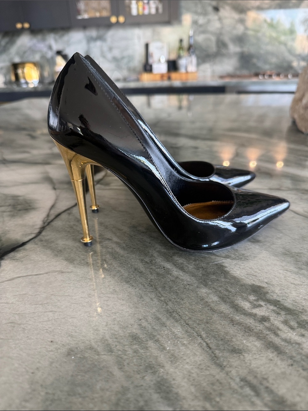 Tom Ford Black Patent Leather Pointed Toe Stiletto Pumps